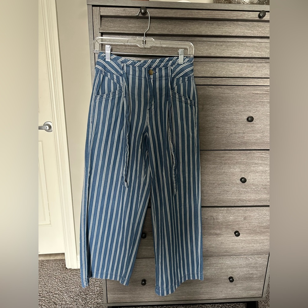 American Eagle Outfitters Blue and White Striped Pants Size 0 Short